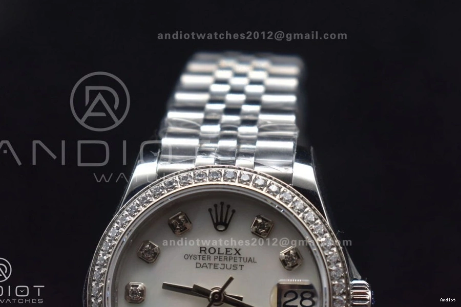 Dial President 278289 On White Steel Ladies Syle Bracelet Bezel 316L DateJust WF 31 Fluted 0427